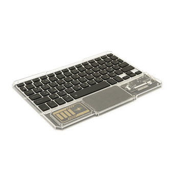 Клавіатура бездротова YT-K333, розкладна, 78 клавіш, Touchpad, (Eng/Pyc), 2.4G, вбудований акумулятор, 245x165mm, Black/Transparent, Box