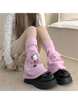 Теплі гетри для школи з принтом Hello Kitty та зірками, One Size, рожеві (10526)
