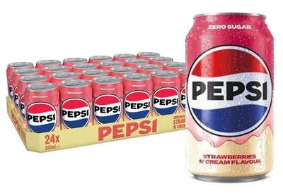 Упаковка безалкогольного газованого напою Pepsi Strawberries 'N' Cream Zero Sugar 0.33 л х 24