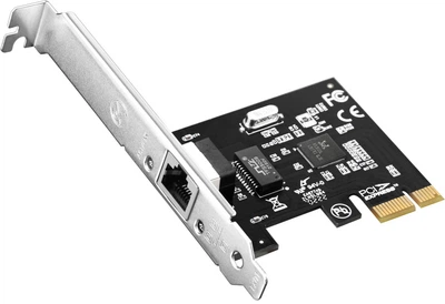 Гигабитный сетевой адаптер PCI Express Realtek, до 1000 Мбит/с, 1 x RJ45, для Windows и Linux, размер 75x55x12 мм