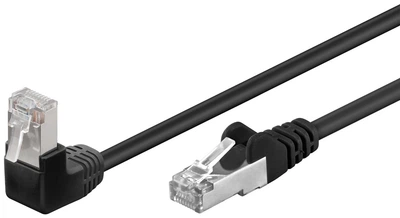 Патч-корд Goobay RJ45 FTP5e 1.0m patch AWG26 1x90° D=5.4mm Gold чорний(75.09.4187)