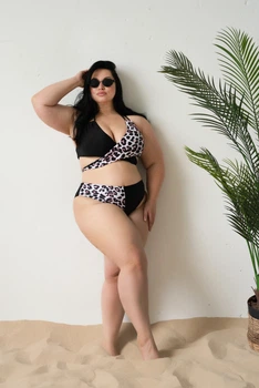 Купальник plus size 2XL Леопард с черным