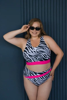 Купальник plus size 4XL Зебра с неоном принт