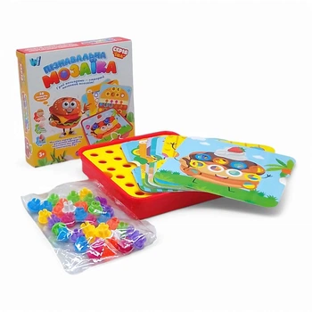 Познавательная мозаика Еда, 38 элементов, 12 карт с заданиями (красный) Wtoys 32577