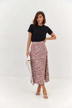 Спідниця міді напівкльош Wear me S Шоколад (білі квіти) (20_24_58_7018)