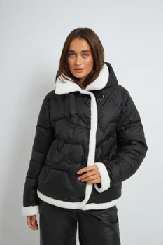 Куртка стьобана з обробкою овчиною Wear me S Чорний (10_24_10069)