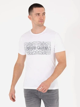 Футболка хлопковая длинная мужская Pierre Cardin G021SZ011-000-1567109(beyaz) 2XL Белая с принтом (8682734723848)