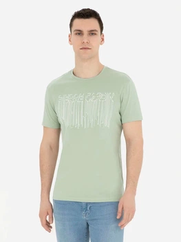 Футболка хлопковая длинная мужская Pierre Cardin G021SZ011-000-1827404(yesil) 2XL Зеленая с принтом (8683857390948)