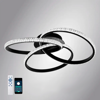 Управляемая LED люстра Esllse VITA 80W 3R черная с пультом и приложением APP 500x130мм BLACK/CLEAR-220-IP20