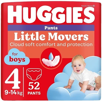 Трусики-подгузники Huggies Little Movers Pants 4 для мальчиков, 9-14 кг, 52 шт. - Huggies 52шт (961793-31022714)