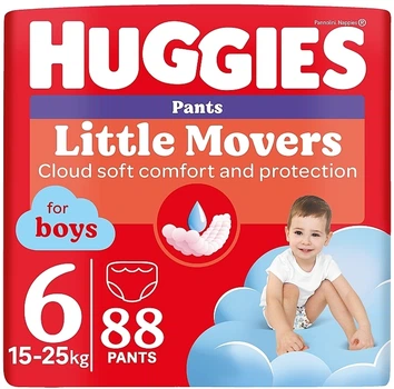 Трусики-подгузники Huggies Little Movers Pants 6 Mega (15-25 кг) для мальчиков, 88 шт. - Huggies 88шт (961796-31018181)