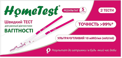 Тест-полоска для ранньої діагностики вагітності ультрачутлива - HomeTest Atlas Link 2шт (990542-31018759)