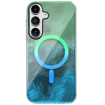 Противоударный Чехол TPU Shiny Mountain (MagFit) для Samsung Galaxy S24+ Green / Blue