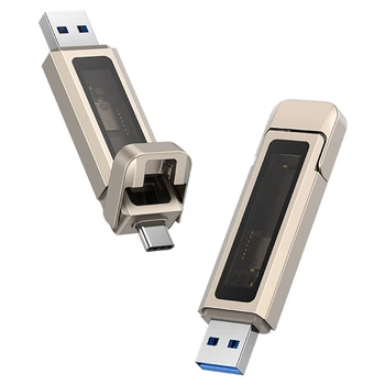 Флеш память (флешка) USAMS US-ZB276 USB 3.2+Type-C GEN1 Dual Ports Aluminum Alloy 5G Flash Drive 512Gb Silver