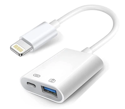 Адаптер переходник iOS iPhone iPad c USB флеш на Lightning айфон камера микрофон Белый
