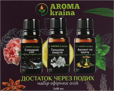 Набір ефірних олій "Достаток через подих" - Aroma Kraina (essential/oil/3x10ml) (1393445-31100375)