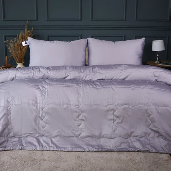 Набір MirSon №3007 Line Satin Premium Дві ковдри літні King Size 155x215 см 0251 Skyline Шовк + дві подушки 50х70 см + дві наволочки 50х70 см + простирадло 220х240 см (2200010984217)