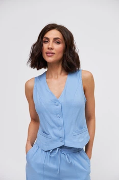 Жилет класичний з додаванням льону Wear me L Блакитний (світлий) (6_25_11391)