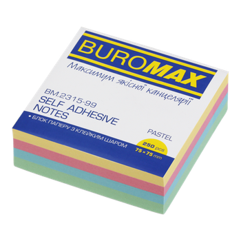 Стікери BUROMAX 75*75 250арк 2315-99 пастель (12) /BM.2315-99/