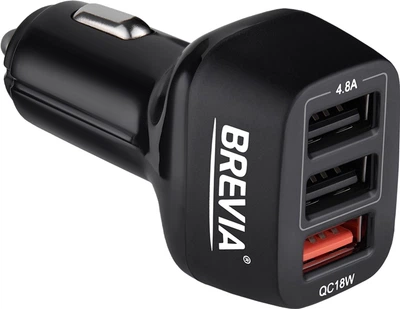 Автомобильное зарядное устройство для быстрой зарядки телефона Brevia ePower TriDrive 42W 3xUSB-A (46042TUB)