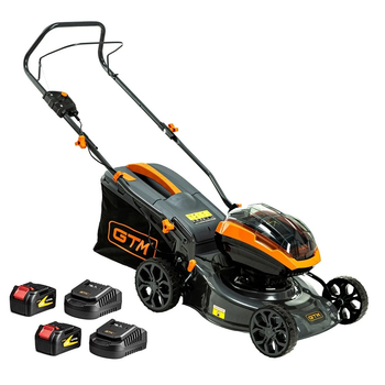Газонокосилка аккумуляторная GTM BLM42 KIT (42 см, 25-75 мм, 45 л, BL, 18+18 В, комплект)