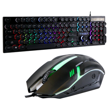 Проводные клавиатура и мышь TWolf TF270, RGB, 1000DPI, USB, 1.25m, 1.35m, Черный