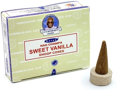 Дымные благовония конусы "Наг Чампа Сладкая Ваниль" - Satya Nag Champa Sweet Vanilla Dhoop Cones 12шт (1170953-1562595-2)