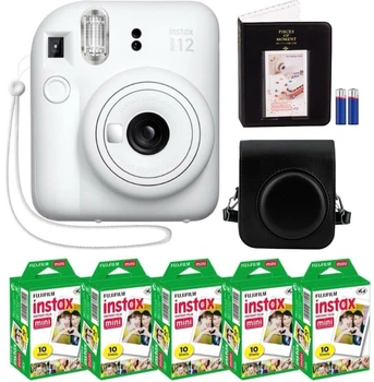 Набор Fujifilm INSTAX Mini 12 Clay White белая фотокамера мгновенной печати / картриджи 50 фото / чехол черный / альбом 64 фото Черный