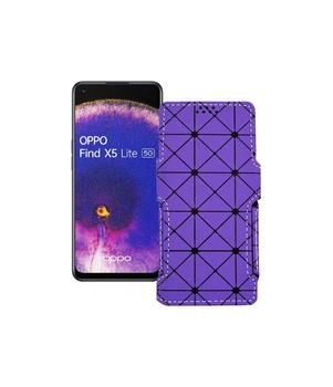 Чохол-книжка з екошкіри для телефону OPPO Find X5 Lite Фіолетовий ромб