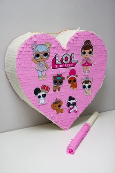 Піньята "Серце LOL" 50 см, домашні улюбленці рожева + біта