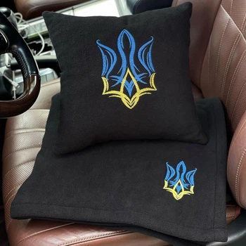 Флисовый набор плед с подушкой двухцветный Герб, AUTO COMFORT