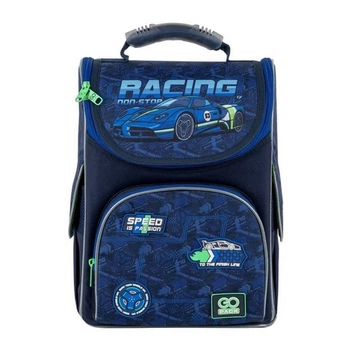 Рюкзак шкільний каркасний ортопедичний для першокласника GoPack Education Racing, для хлопчиків, синій (GO25-5001S-6)