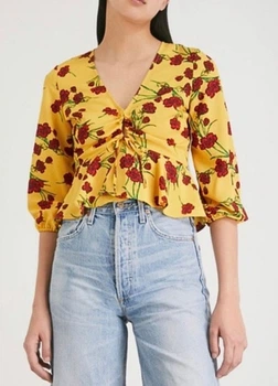 Топ женский в цветочный принт TopShop Желтый 16754 S (на укр 40-42)