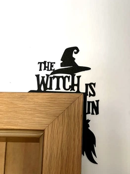 Накладка на двері The Witch Is In Кутовий Декор Силует Відьми. Aivory