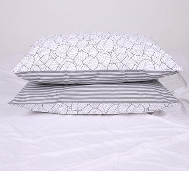 Наволочки Бязь White leaves 50*70 см набор 2 шт Серый с белым