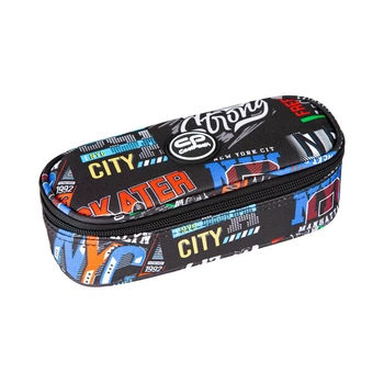 Пенал CoolPack Campus Big City "Написи" 1 отделение + органайзер для ручек на молнии черный (F062673)
