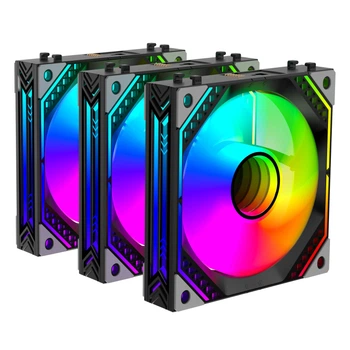 Набор из 3 корпусных вентиляторов 2E GAMING Air Cool Magic Mirror 124 мм, ARGB-подсветка, черный (2E-ACF120MB-ARGB)