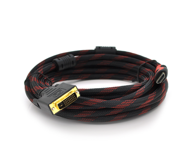 Кабель Voltronic HDMI (M)-DVI (M) 5 м 2 ферита Black/Red (YT-HDMI (M)-DVI (M)-5,0)