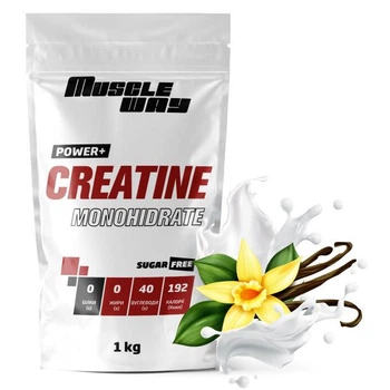 Креатин моногидрат Muscle Way Creatine Monohіdrate POWER+ 99,9% порошковый на 200 порций 1 кг Ваниль (14-125-cre-mw-rs1-9)