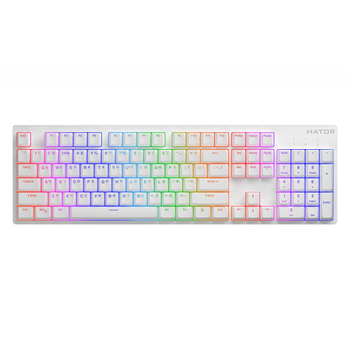 Клавіатура HATOR Rockfall 2 Mecha, White, USB (Aurum Orange), RGB (HTK-711)