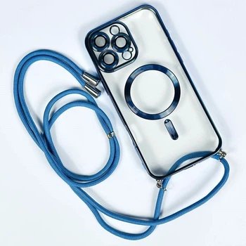 Чехол Crossbody Lanyard with Magsafe с шнурком для iPhone 11 Pro Max Light Blue