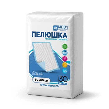 Медицинская одноразовая впитывающая пелёнка MED1-WC03, размер 60×60 см (30 шт в упаковке)