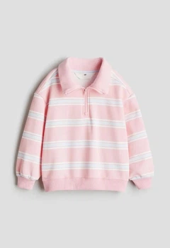 Толстовка с застежкой-молнией розовая полосатая H&M 110-116см (400011250)
