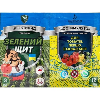 Инсектицид Зеленый щит для томатов, перца, баклажана + биостимулятор 3 мл + 12 мл Агромакси