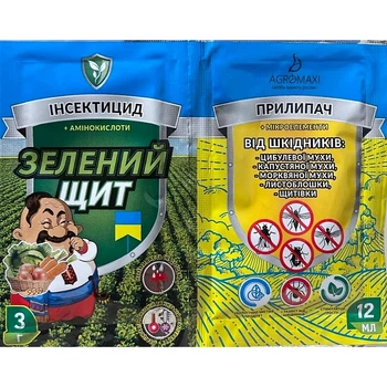 Инсектицид Зеленый щит от вредителей + Прилипатель Агромакси 3 г + 12 мл