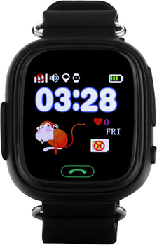 Смарт-часы детские UWatch Q90 GPS контроль звонки сообщения SOS Wi-Fi Черный