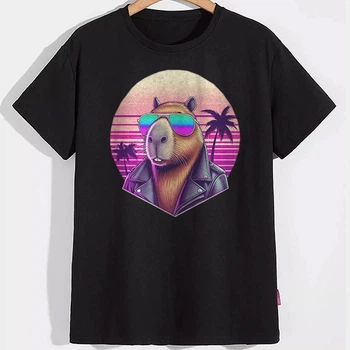 Футболка Капібара на фоні пальм PG07859 goodreclama M Чорний