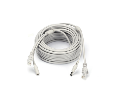 Патч-корд комбінований Voltronic RJ45+DC 15 м передача відео та харчування Grey