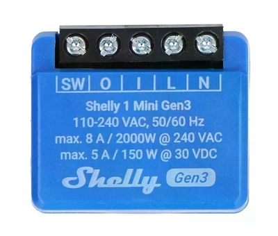 Реле Shelly Plus 1 Mini Gen3 Wi-Fi/Bluetooth 1 канал