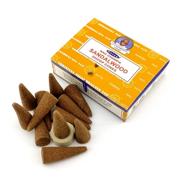 Пахощі Sandalwood Dhoop Cones Satya 12шт/уп. Арома-конуси Сандал (35024)S24